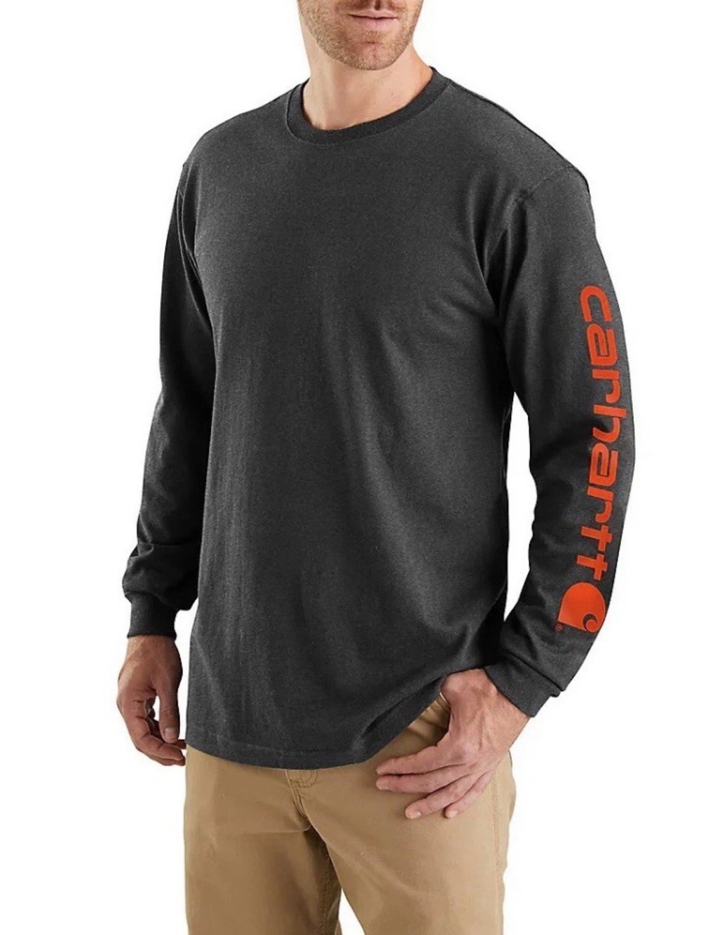 Men’s Carhartt Loose Fit Heavyweight Long Sleeve Logo Sleeve Graphic T-Shirt L